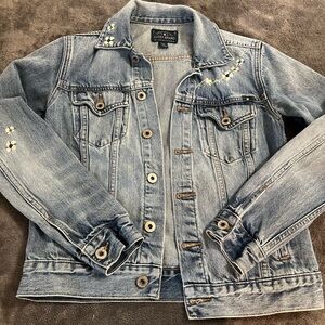 Lucky Brand Light Blue Denim Jacket with Floral Details